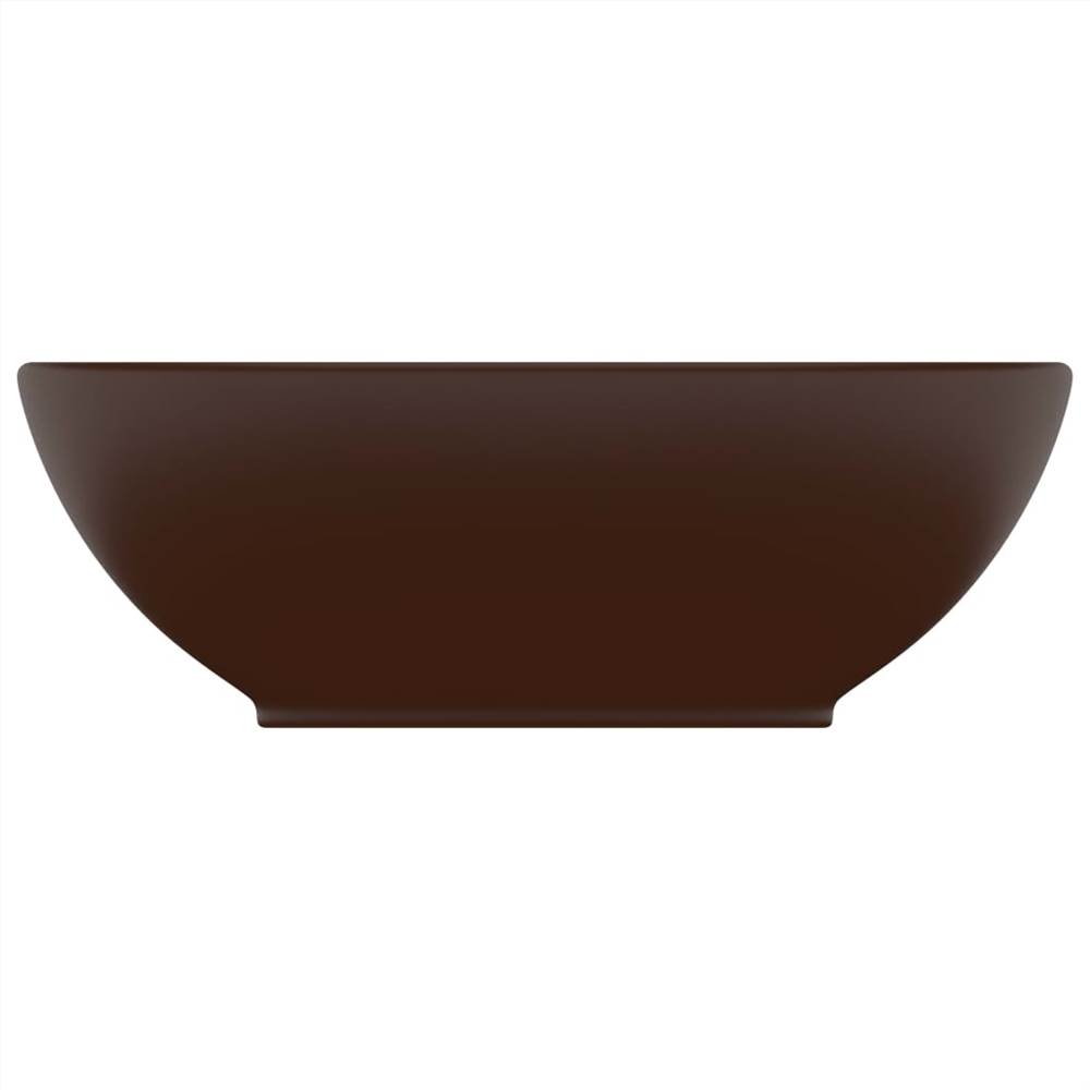 Luxury Basin Oval-shaped Matt Dark Brown 40x33 cm Ceramic