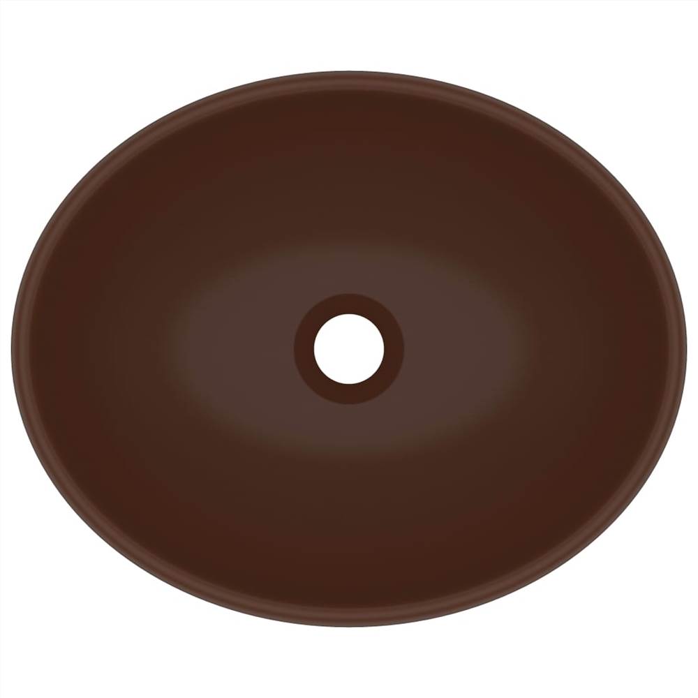 Luxury Basin Oval-shaped Matt Dark Brown 40x33 cm Ceramic