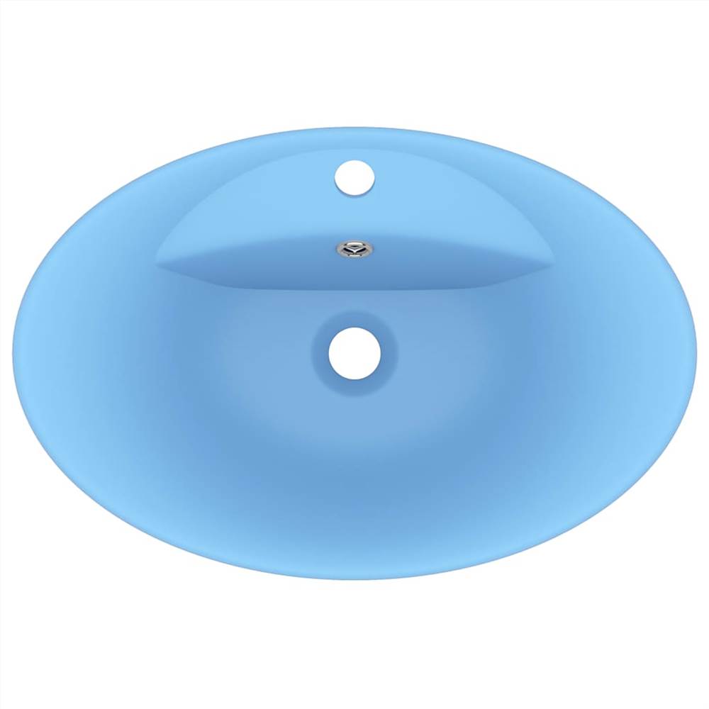 Luxury Basin Overflow Oval Matt Light Blue 58.5x39 cm Ceramic
