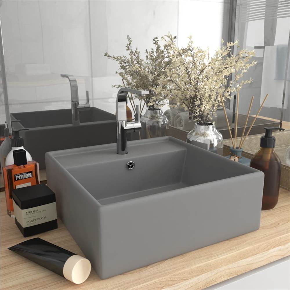 

Luxury Basin Overflow Square Matt Light Grey 41x41 cm Ceramic