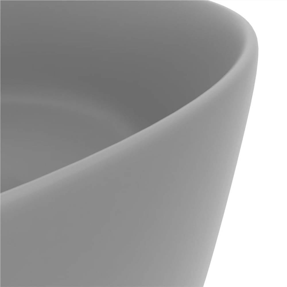 Luxury Wash Basin Round Matt Light Grey 40x15 cm Ceramic
