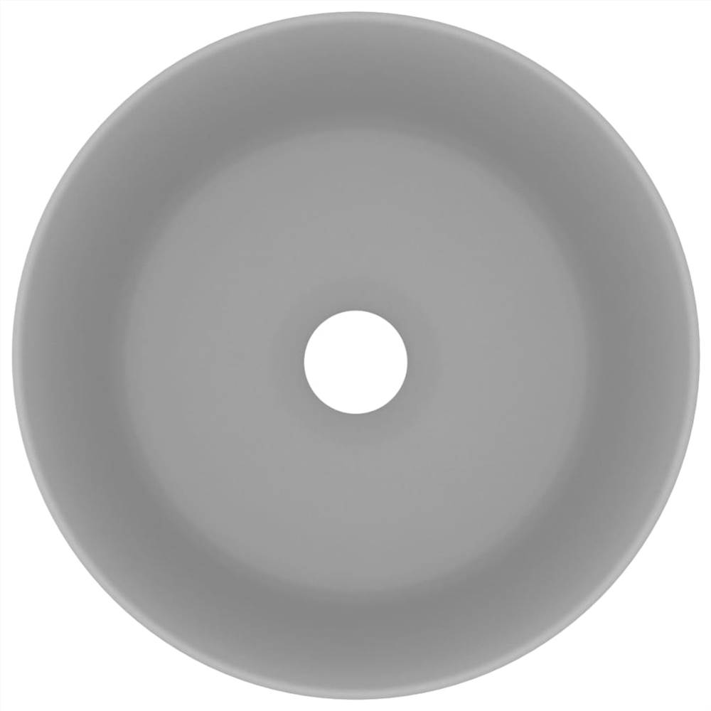 Luxury Wash Basin Round Matt Light Grey 40x15 cm Ceramic