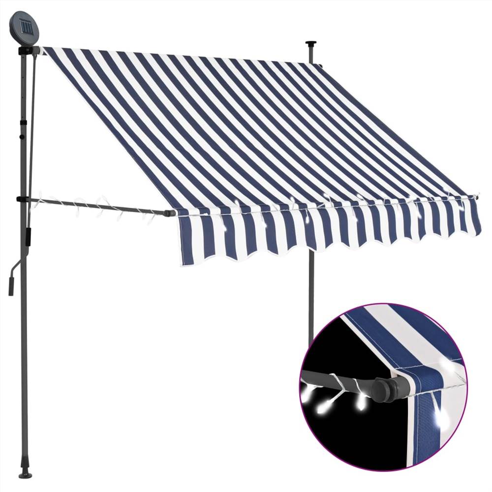 

Manual Retractable Awning with LED 100 cm Blue and White