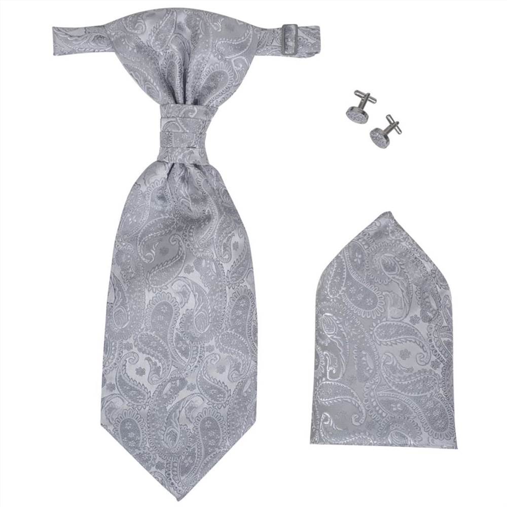 Mens Paisley Wedding Waistcoat Set Size 56 Silver