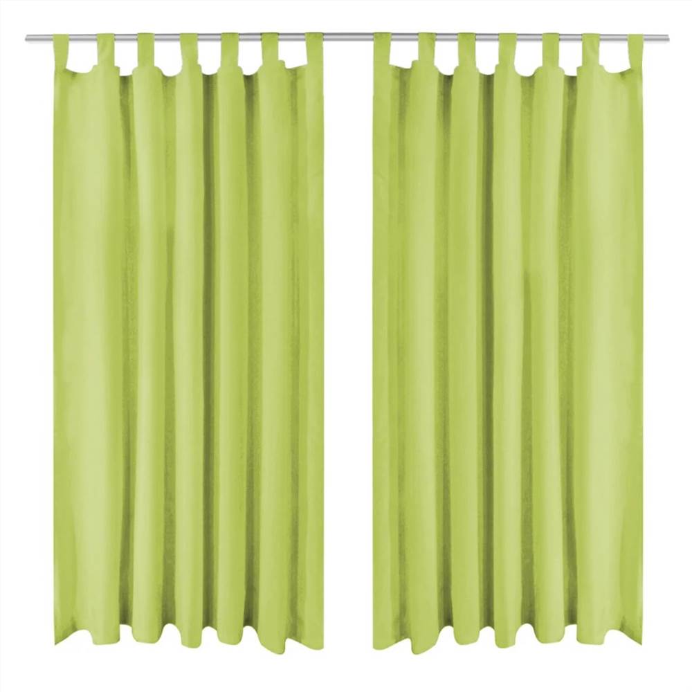 

Micro-Satin Curtains 2 pcs with Loops 140x175 cm Green