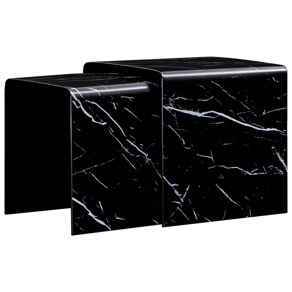 

Nesting Coffee Tables 2 pcs Black Marble Effect 42x42x41.5 cm Tempered Glass
