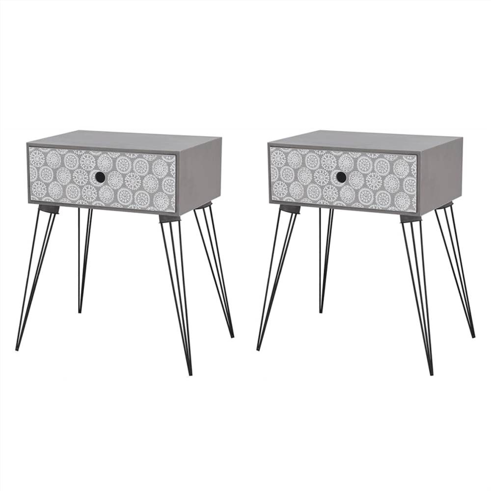 

Nightstands with Drawer 2 pcs Grey