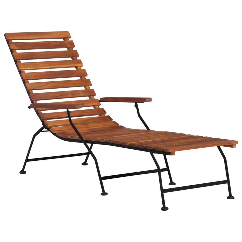 Outdoor Deck Chair Solid Acacia Wood
