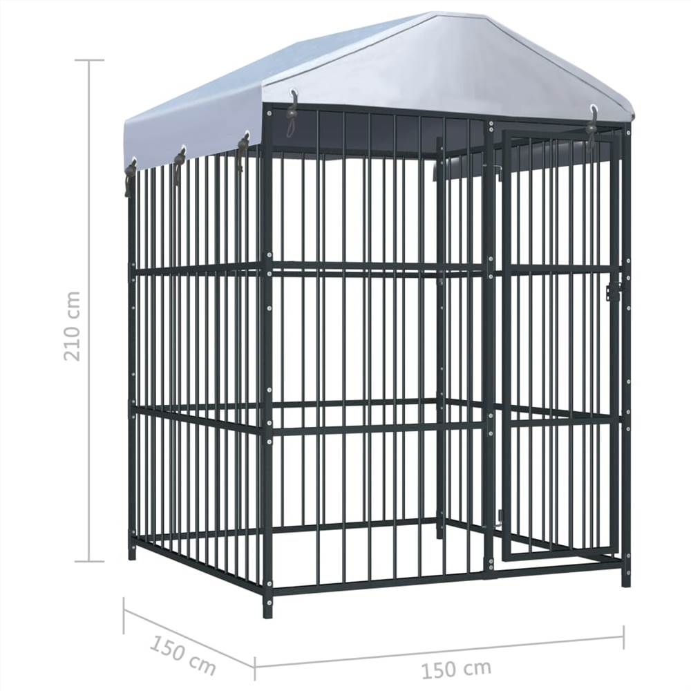 Outdoor Dog Kennel with Roof 150x150x210 cm