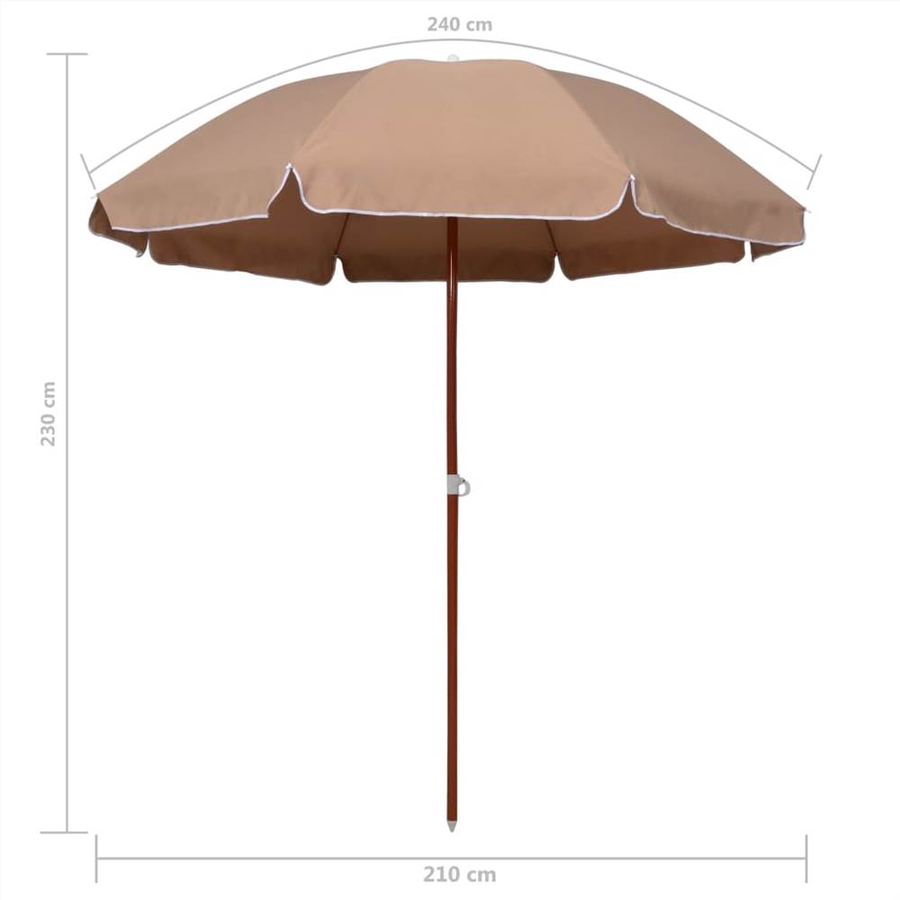 Parasol with Steel Pole 240 cm Taupe