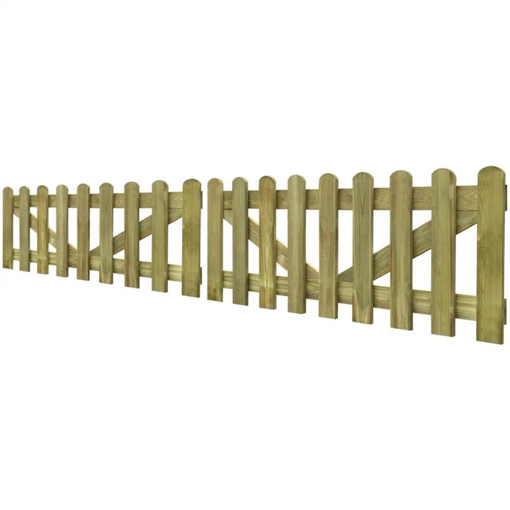 Picket Fence Gate 2 pcs Impregnated Wood 300x60 cm