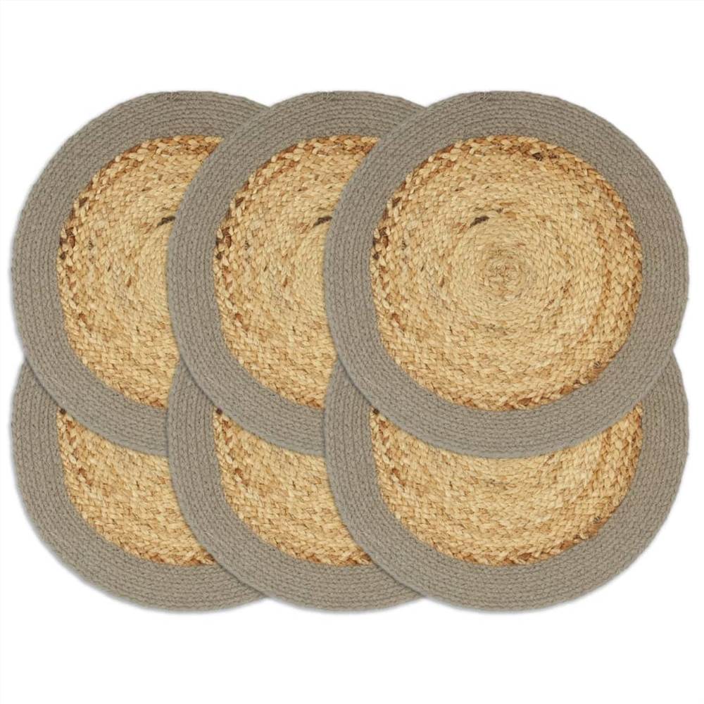 Placemats 6 pcs Natural and Grey 38 cm Jute and Cotton