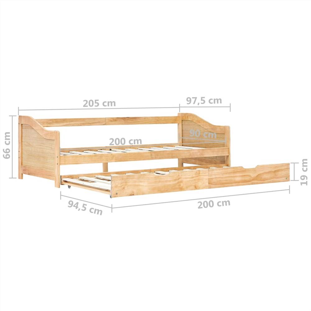 Pull-out Sofa Bed Frame Pinewood 90x200 cm