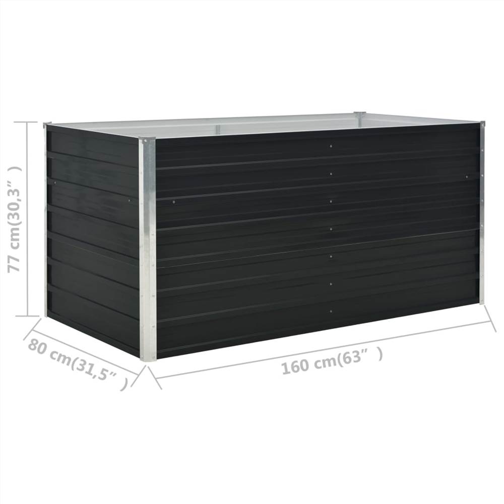 Raised Garden Bed Anthracite 160x80x77 cm Galvanised Steel