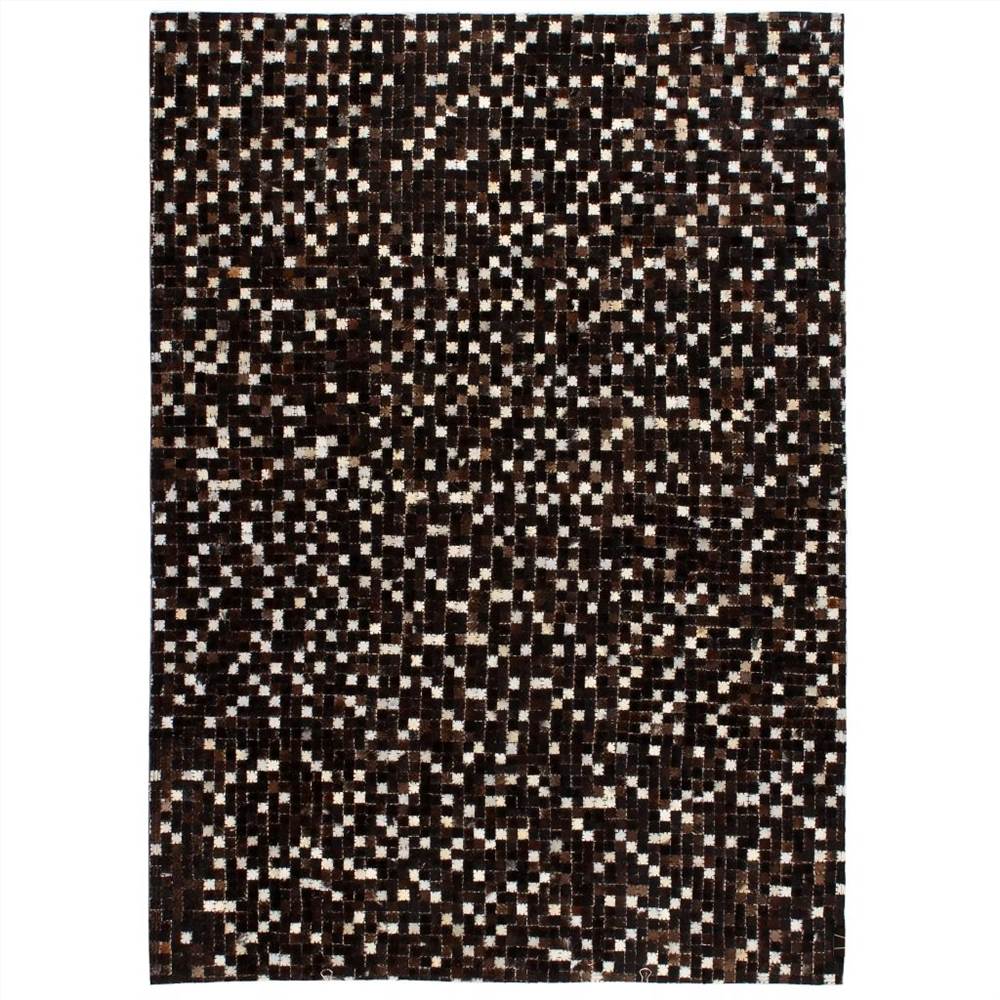 

Rug Genuine Leather Patchwork 160x230 cm Square Black/White