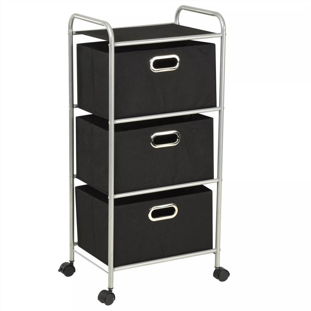 

Shelving Unit with 3 Storage Boxes Steel and Non-woven Fabric