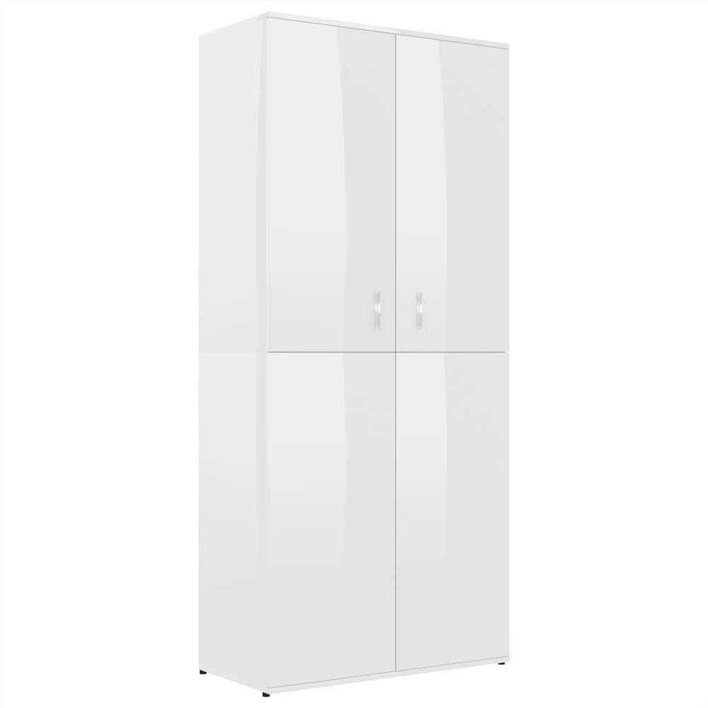 Shoe Cabinet High Gloss White 80x39x178 cm Chipboard