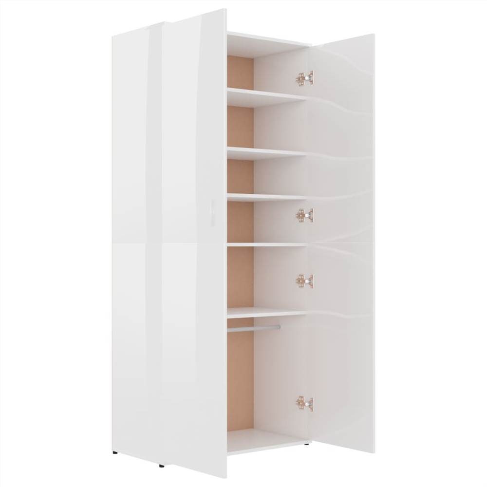 Shoe Cabinet High Gloss White 80x39x178 cm Chipboard