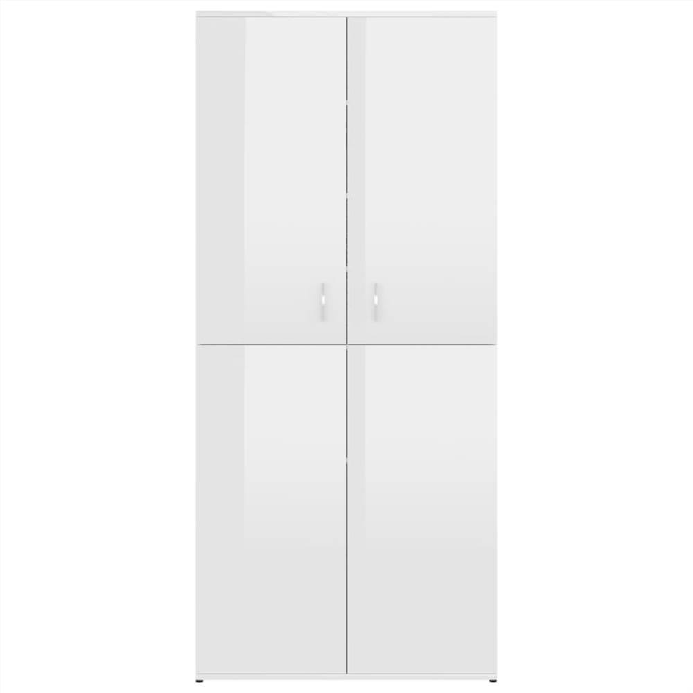Shoe Cabinet High Gloss White 80x39x178 cm Chipboard