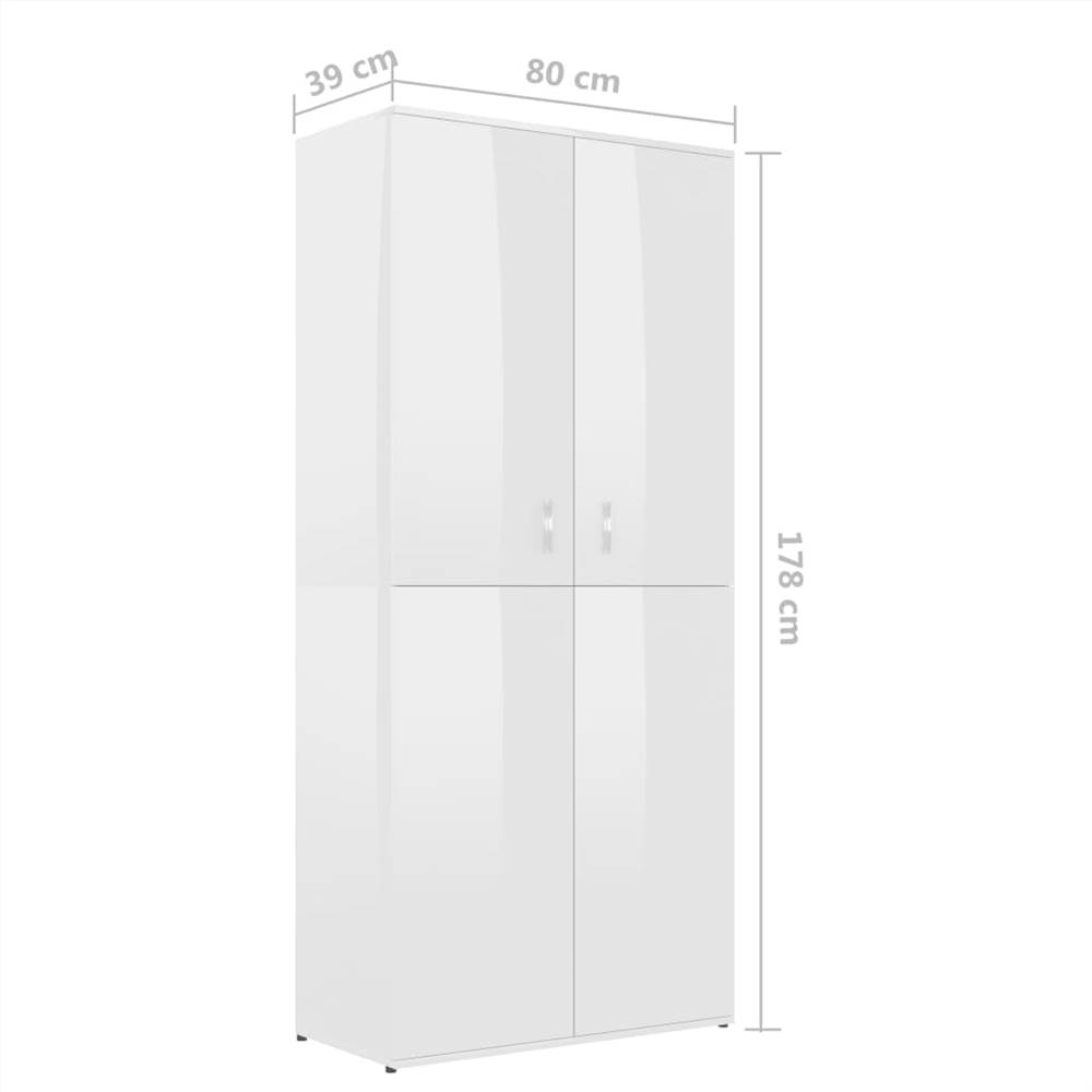 Shoe Cabinet High Gloss White 80x39x178 cm Chipboard