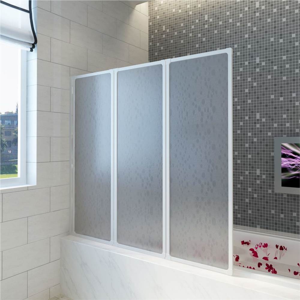 

Shower Bath Screen Wall 141 x 132 cm 3 Panels Foldable