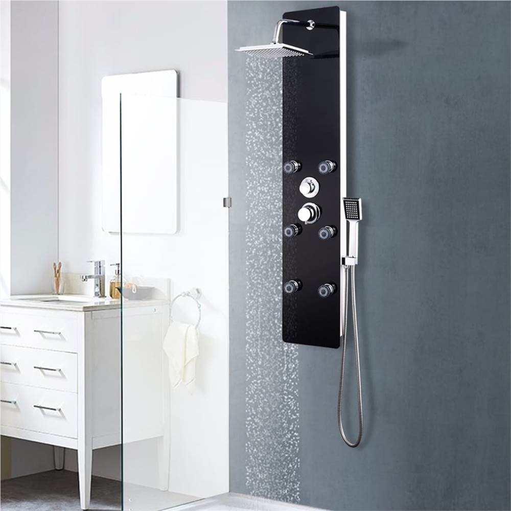 

Shower Panel Unit Glass 25x44.6x130 cm Black