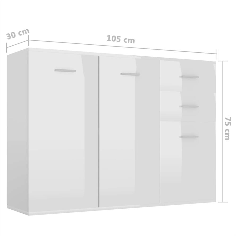 Sideboard High Gloss White 105x30x75 cm Chipboard