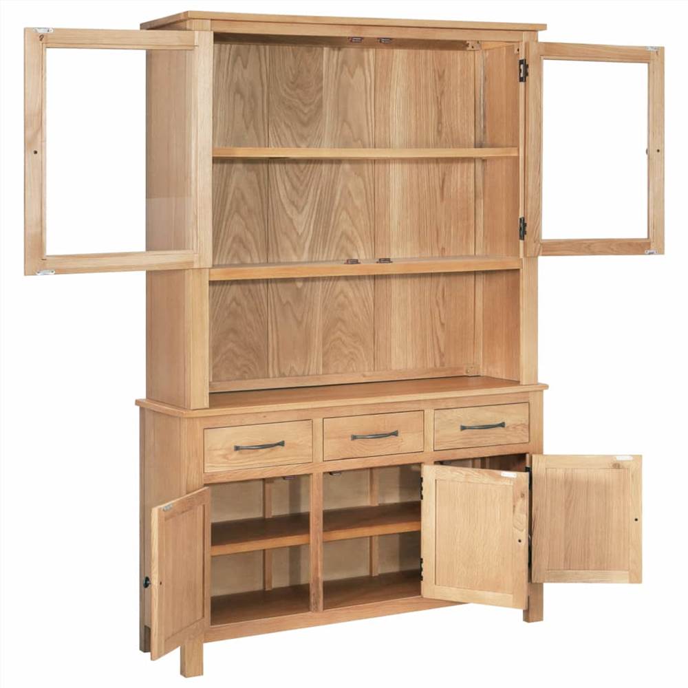 Sideboard and Hutch Set 112x33.5x175 cm Solid Oak Wood