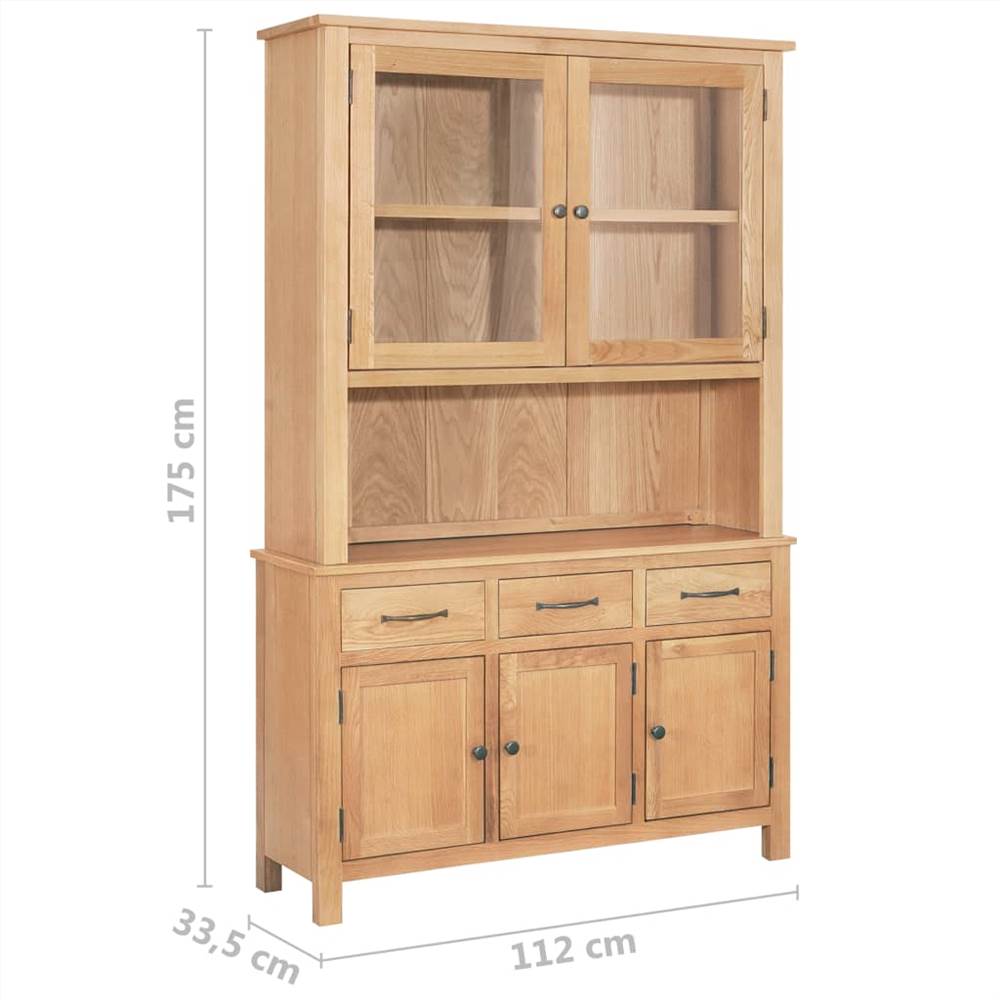Sideboard and Hutch Set 112x33.5x175 cm Solid Oak Wood
