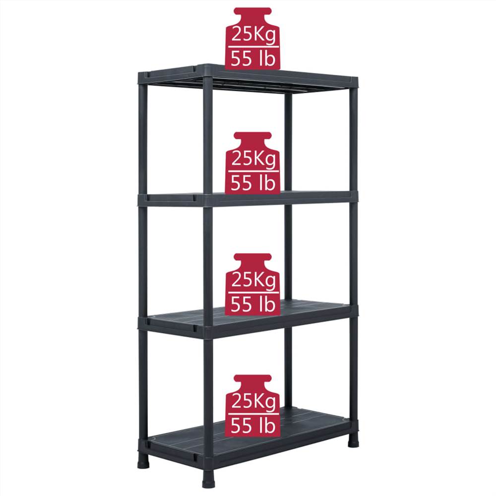 Storage Shelf Rack Black 100 Kg 60x30x138 Cm Plastic 18 Storage Shelf Rack Black 100 kg 60x30x138 cm Plastic