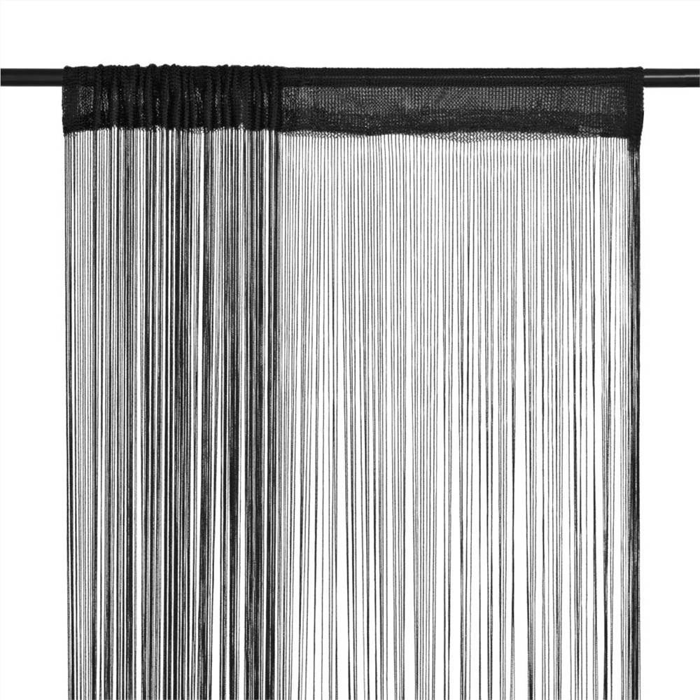 

String Curtains 2 pcs 140x250 cm Black