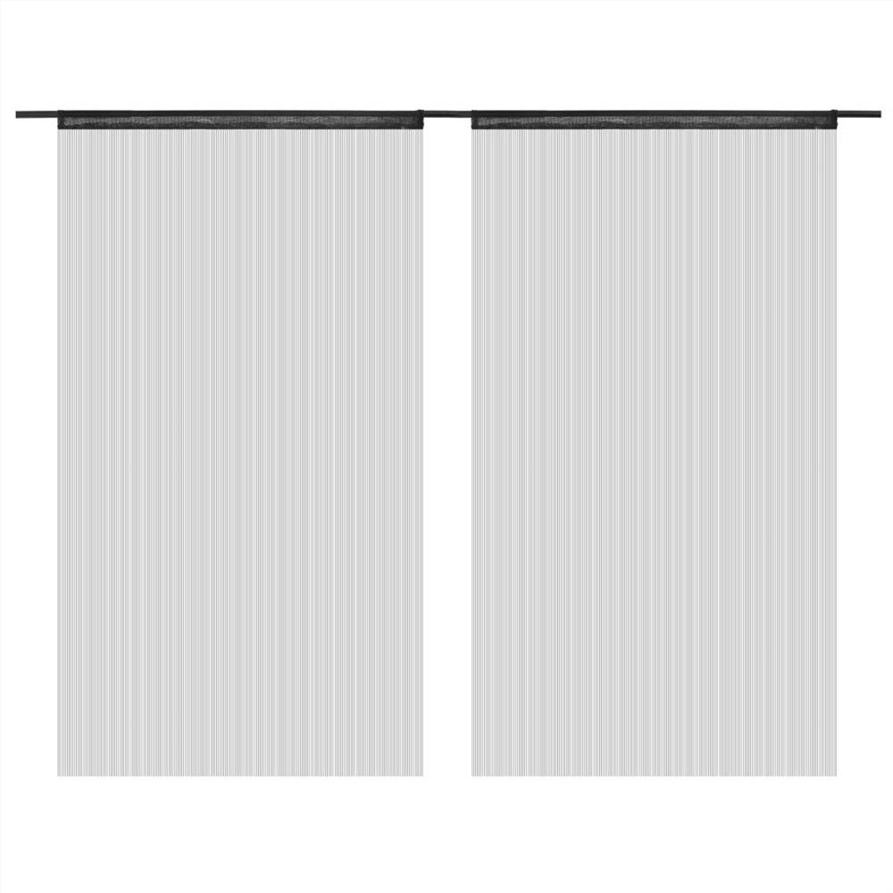 String Curtains 2 pcs 140x250 cm Black