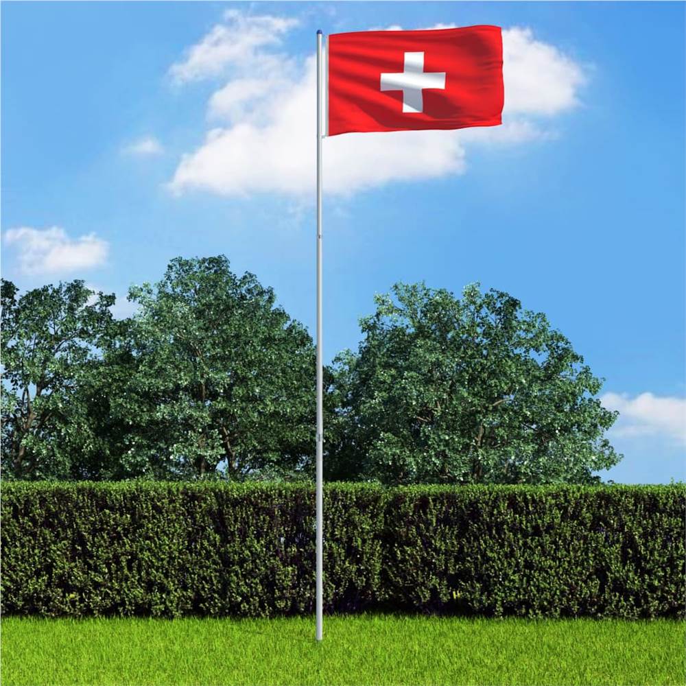 スイス国旗とポールアルミニウム6m