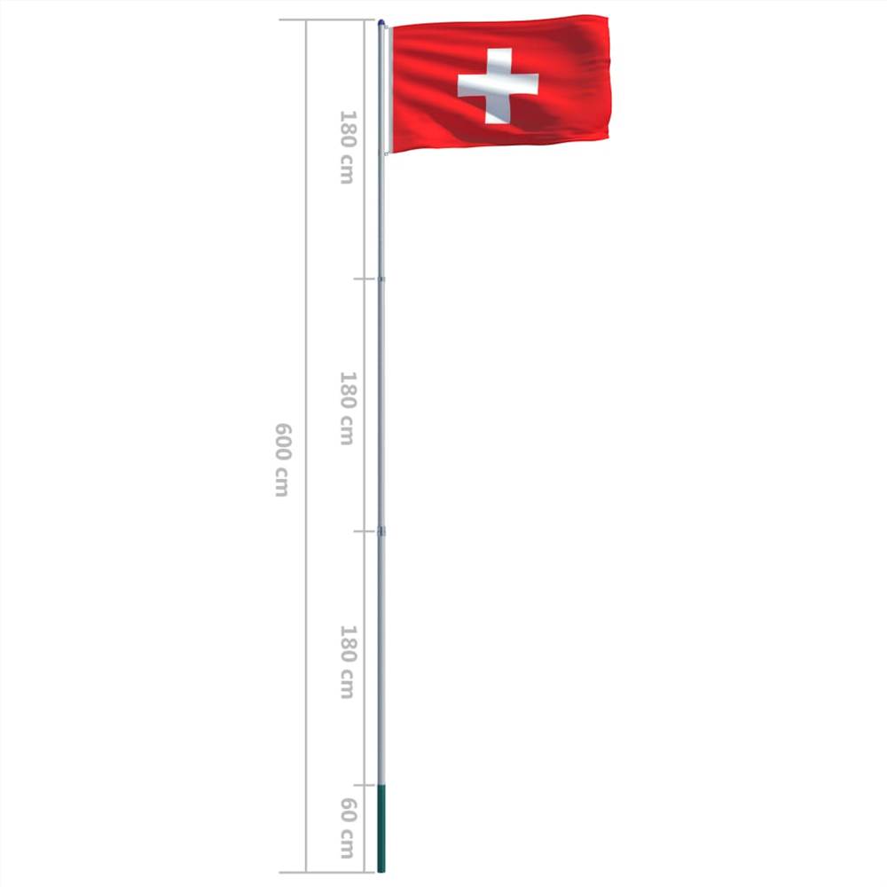 Switzerland Flag and Pole Aluminium 6 m