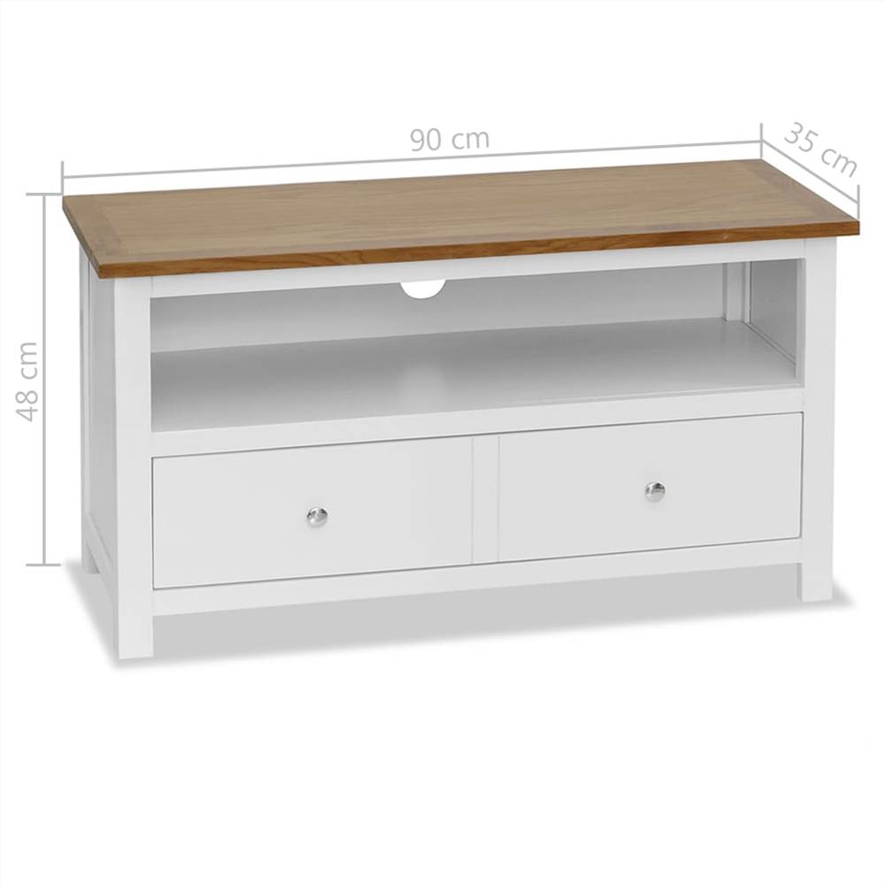 TV Cabinet 90x35x48 cm Solid Oak Wood
