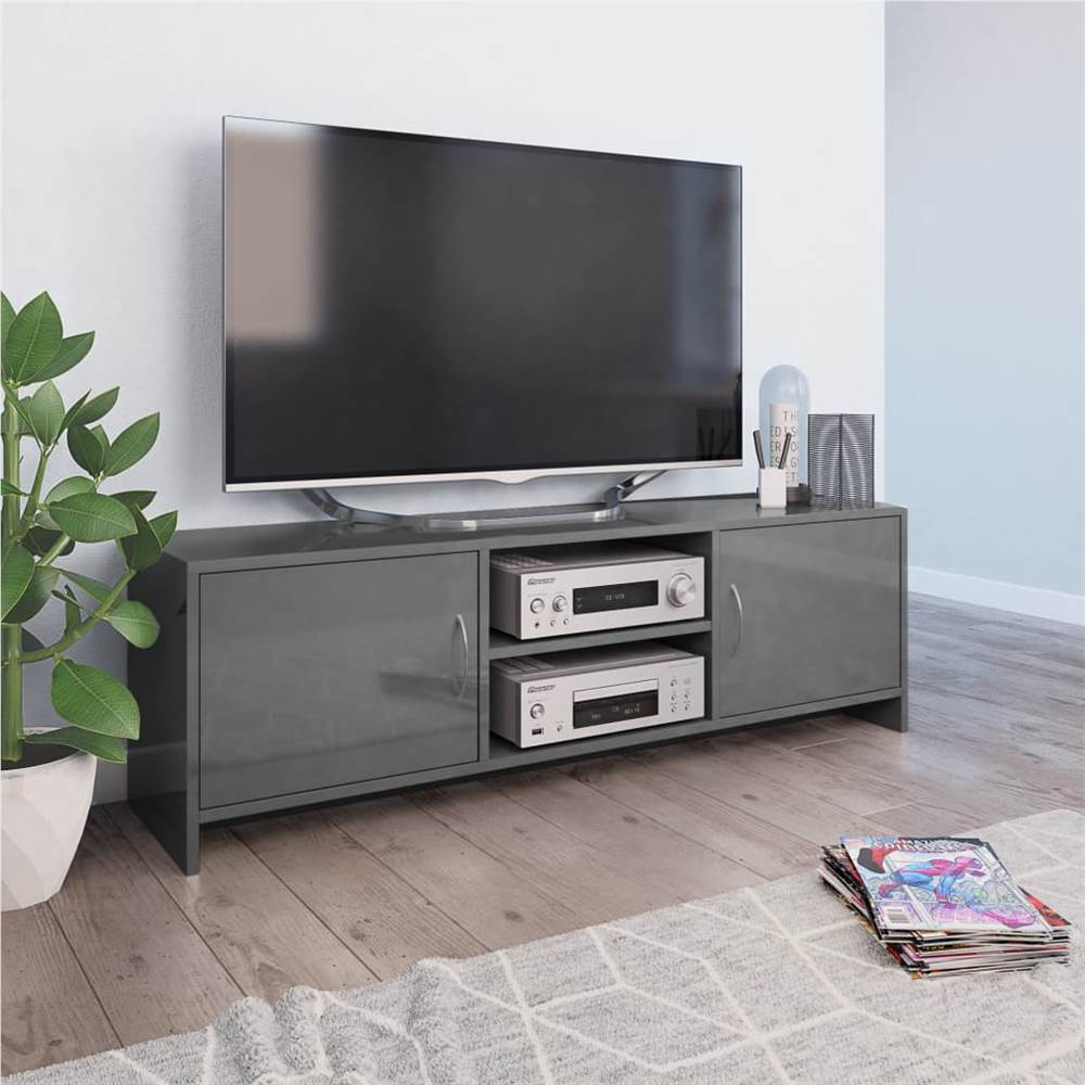 

TV Cabinet High Gloss Grey 120x30x37.5 cm Chipboard