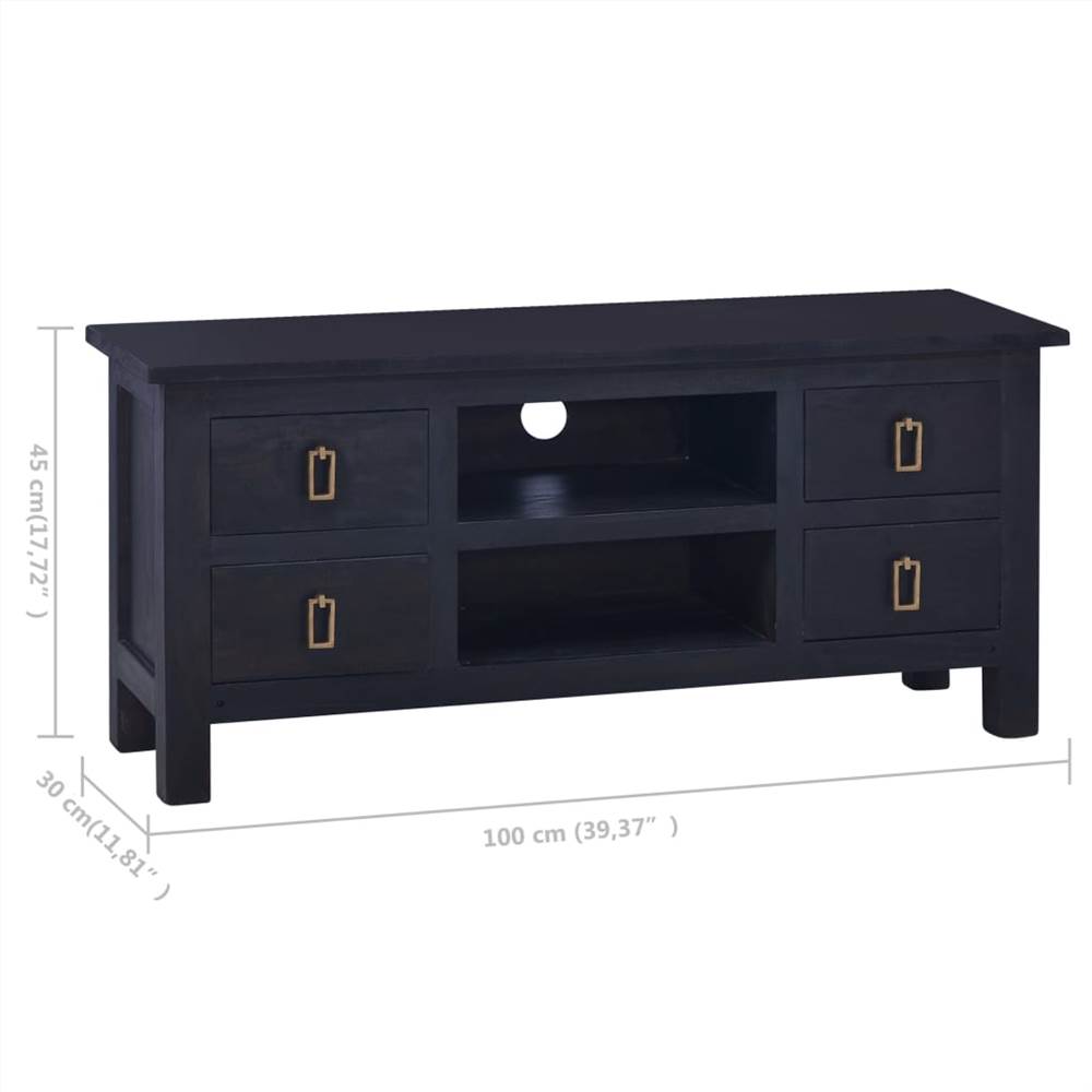 TV Cabinet Light Black Coffee 100x30x45 cm Solid Mahogany Wood