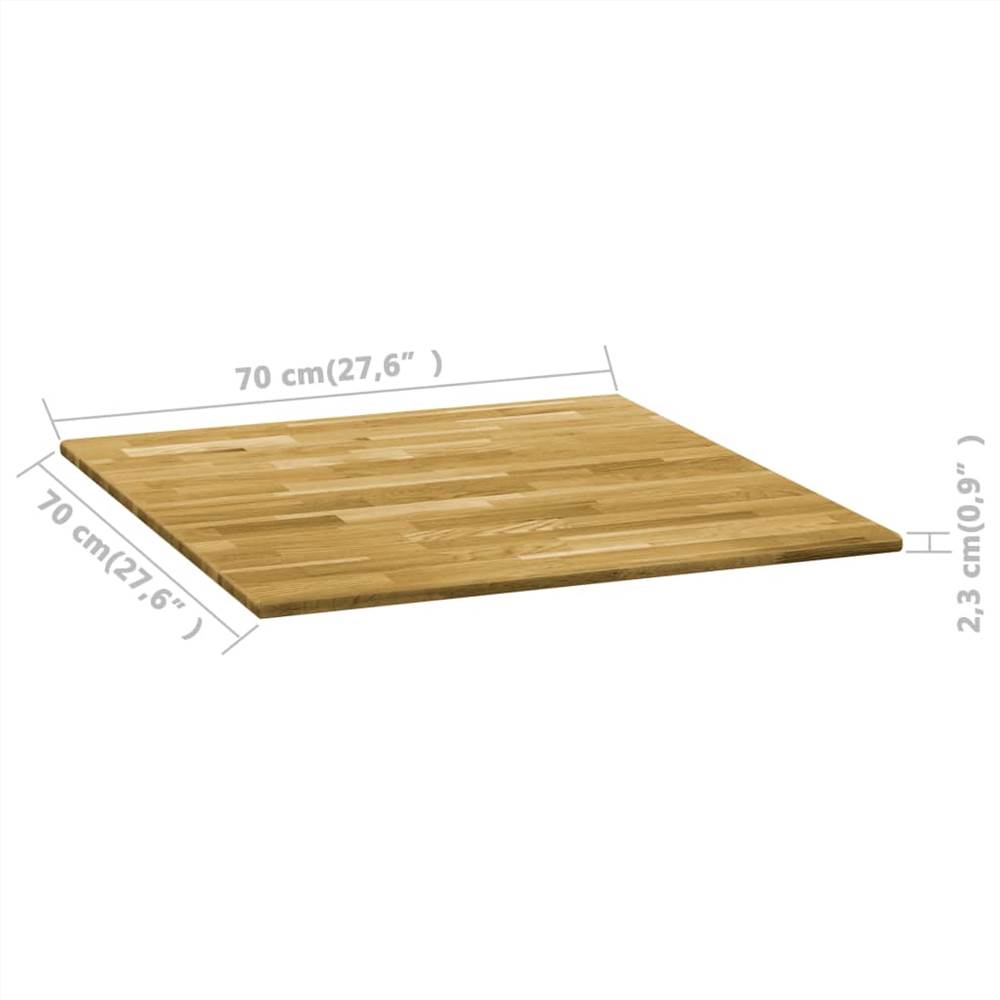 Table Top Solid Oak Wood Square 23 mm 70x70 cm