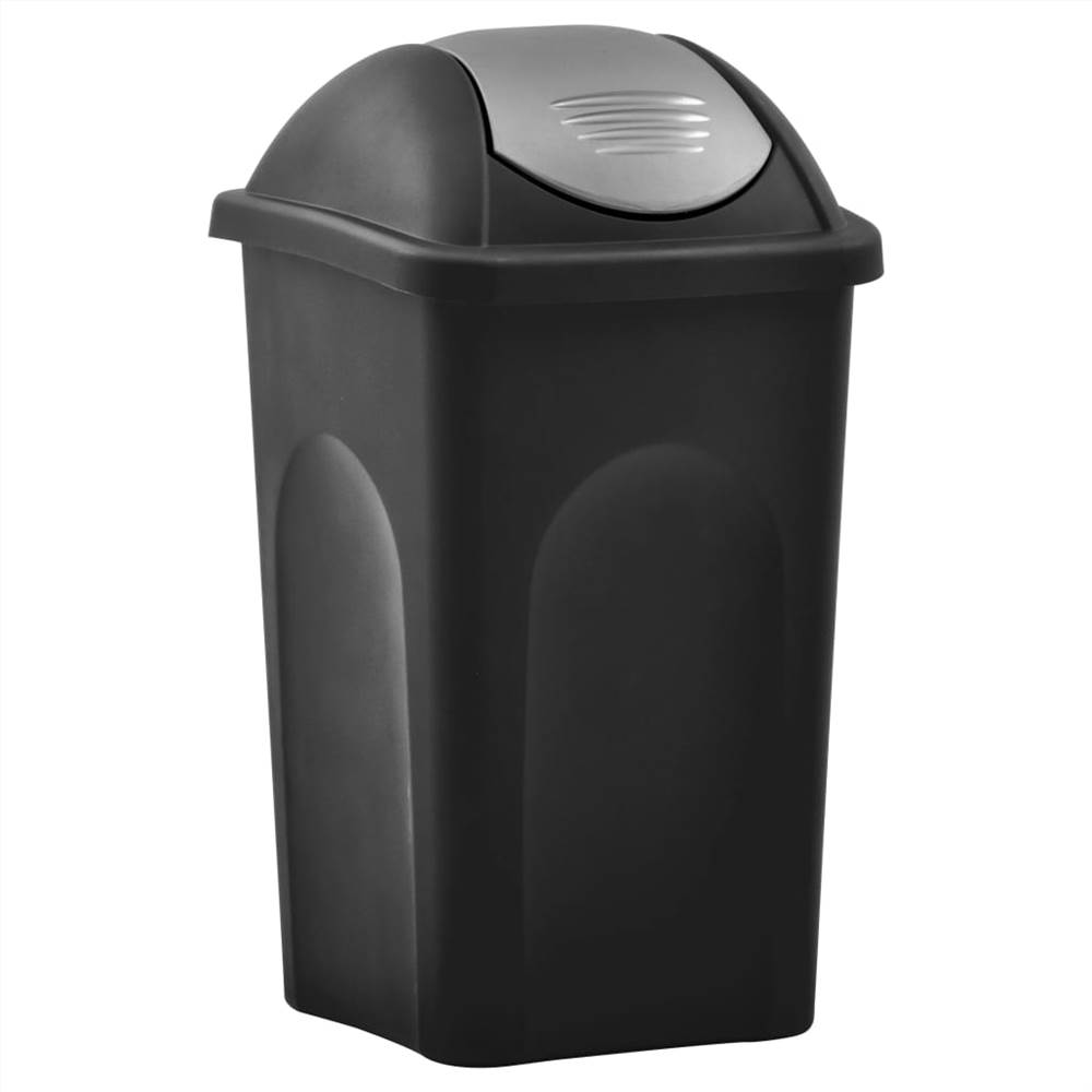 

Trash Bin with Swing Lid 60L Black and Silver