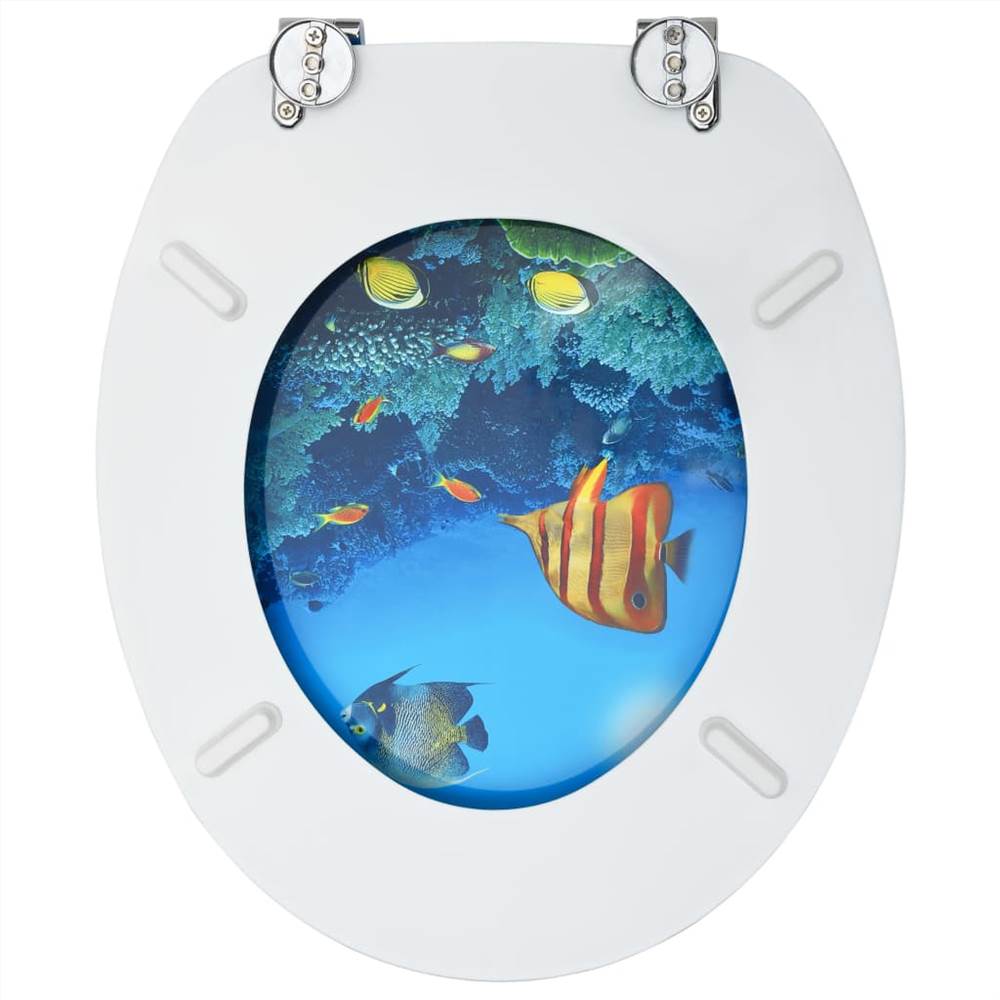 WC Toilet Seat with Lid MDF Deep Sea Design