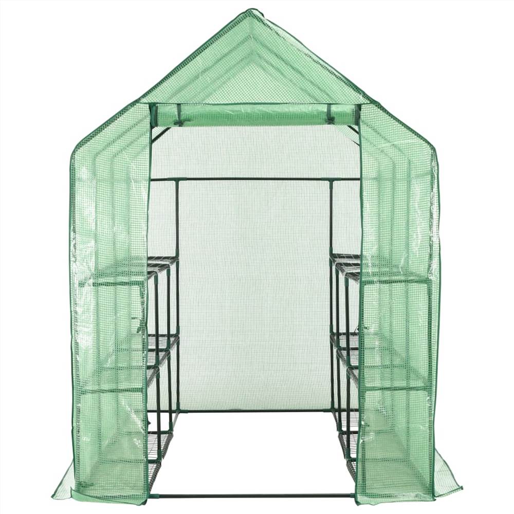 Walkin Greenhouse with 12 Shelves Steel 143x214x196 cm