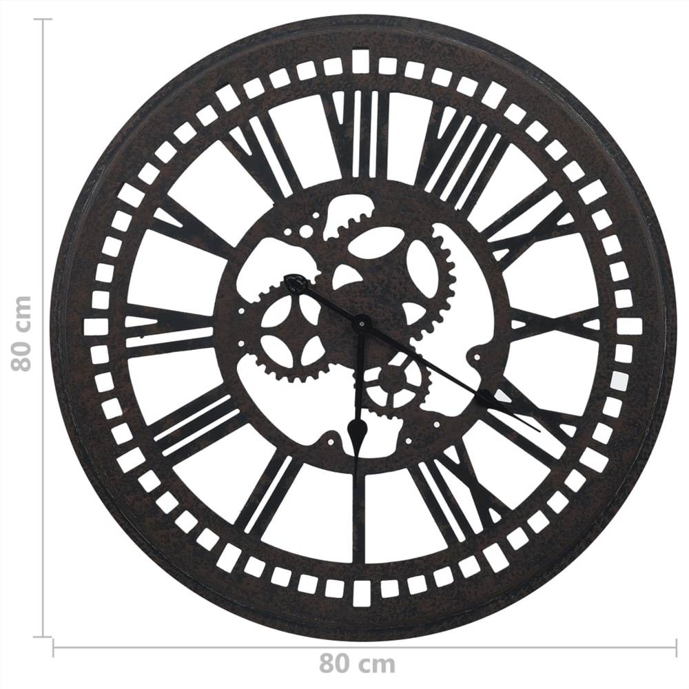 Wall Clock Black 80 cm MDF