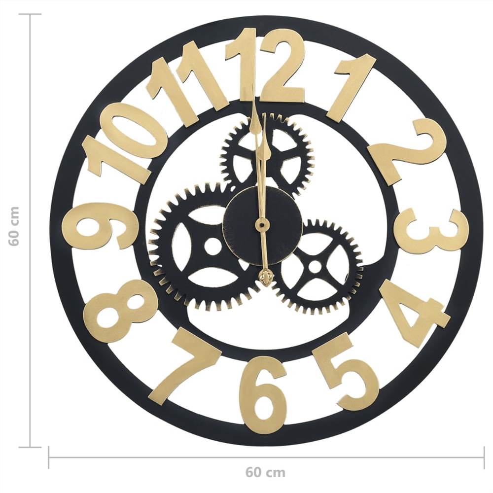 Wall Clock Gold and Black 60 cm MDF