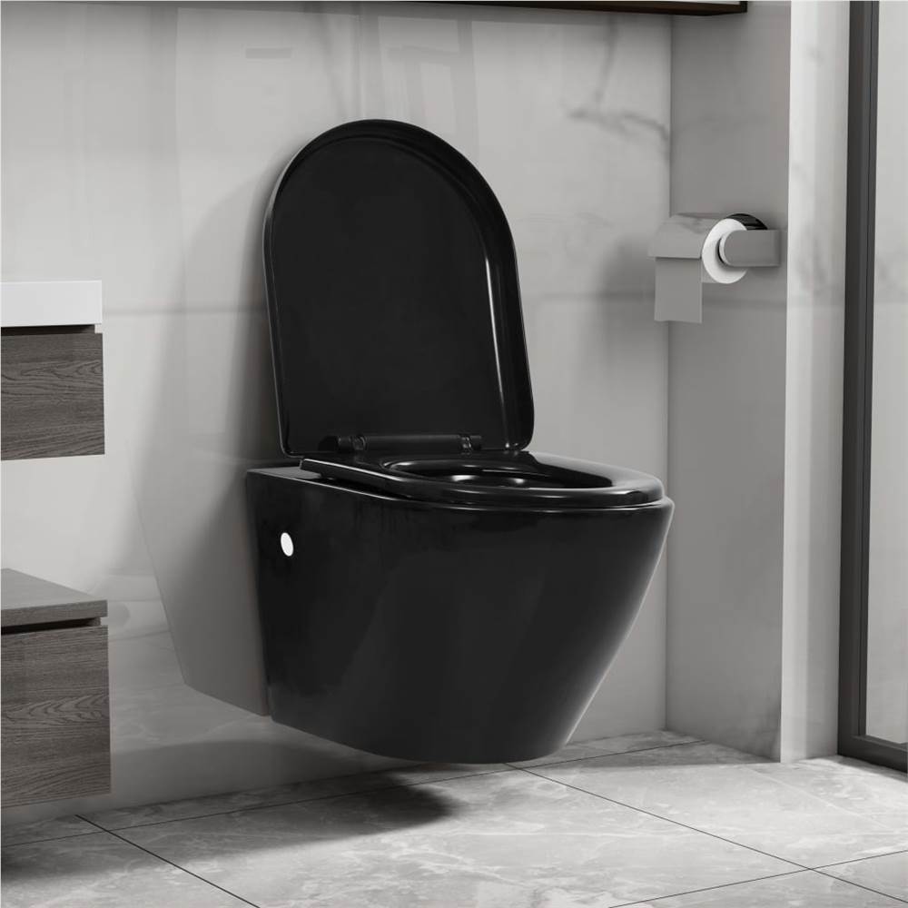 Wall Hung Toilet with Concealed Cistern Ceramic Black