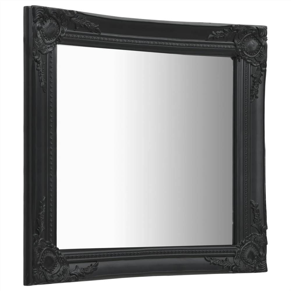 Wall Mirror Baroque Style 60x60 cm Black