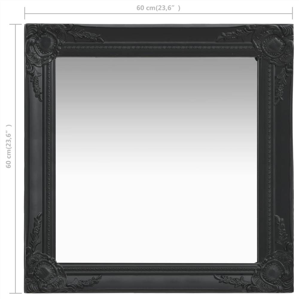 Wall Mirror Baroque Style 60x60 cm Black