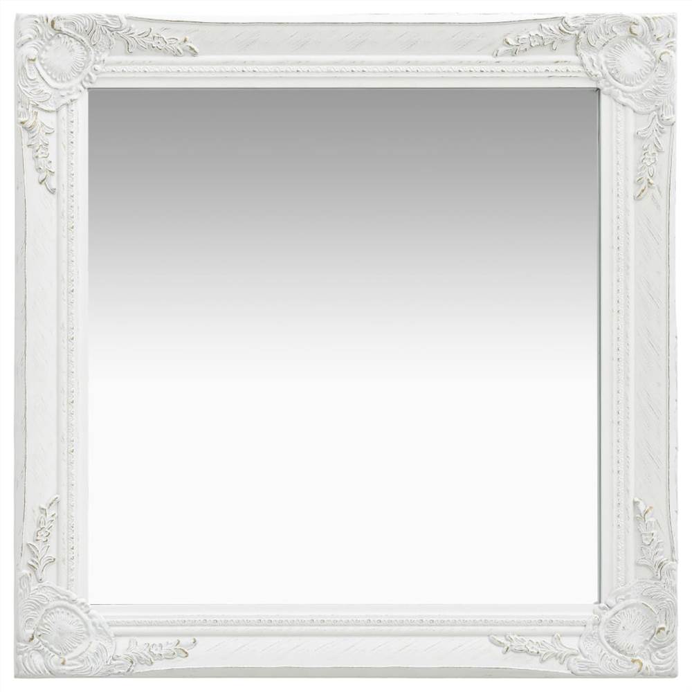 

Wall Mirror Baroque Style 60x60 cm White