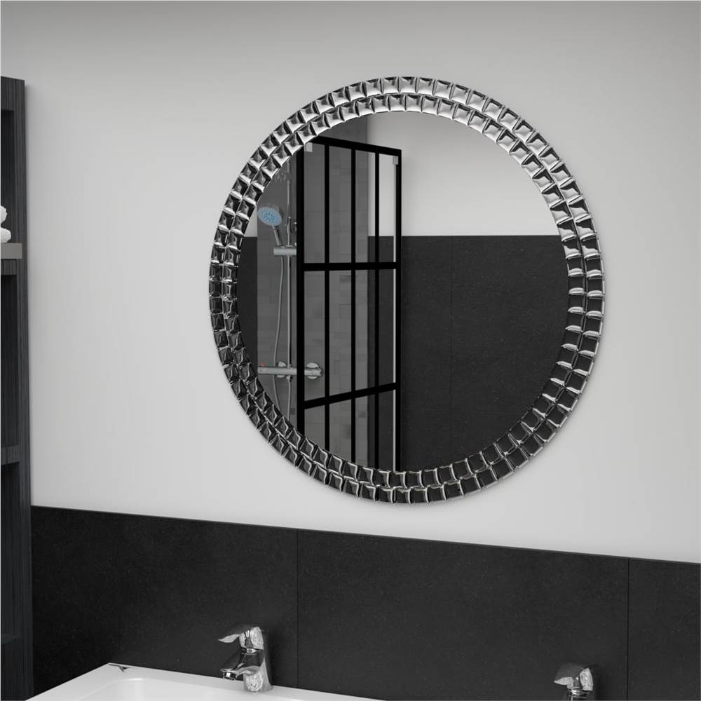 مرآة حائط فضية زجاج مقوى 70 سم