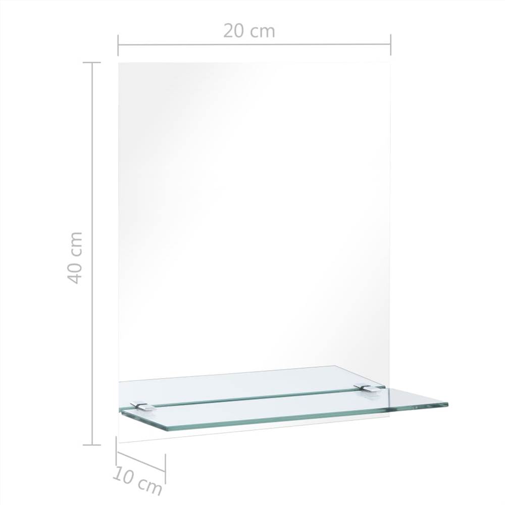 Wall Mirror with Shelf 20x40 cm Tempered Glass