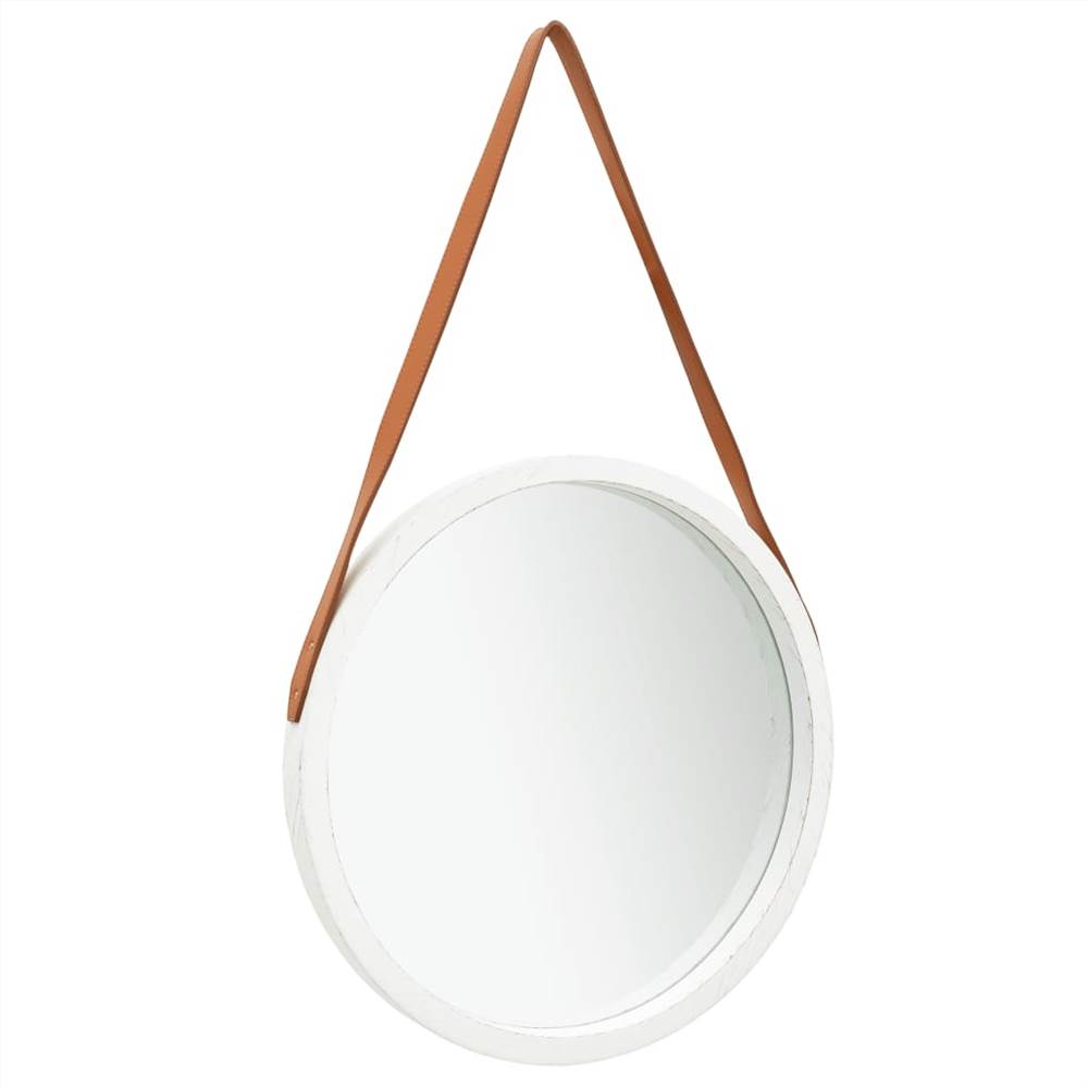 Настенное Зеркало с Ремешком 50 см Белое